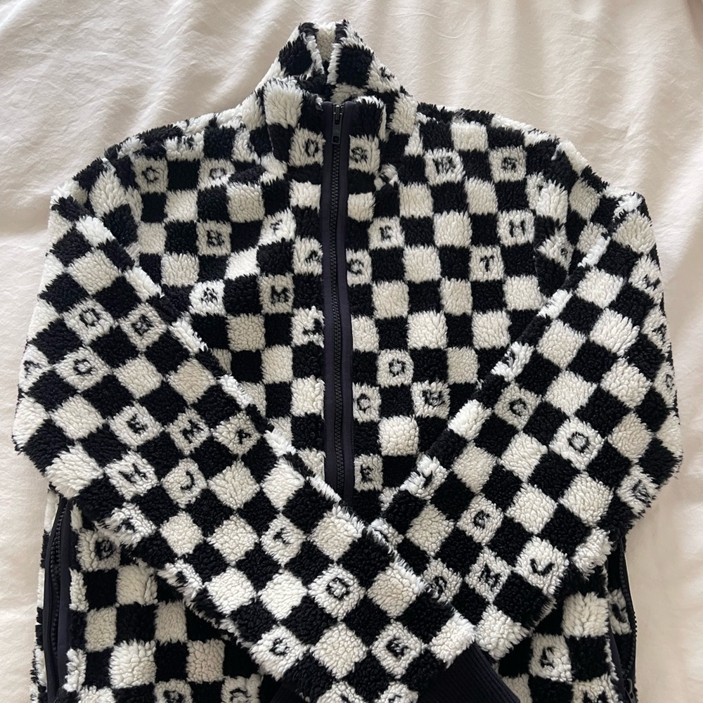 Marc Jacobs Black and White Checkerboard Sherpa Jacket